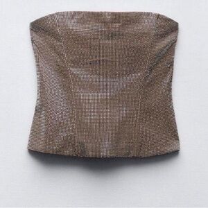 Zara Metallic Brown Strapless Corset Camisole
